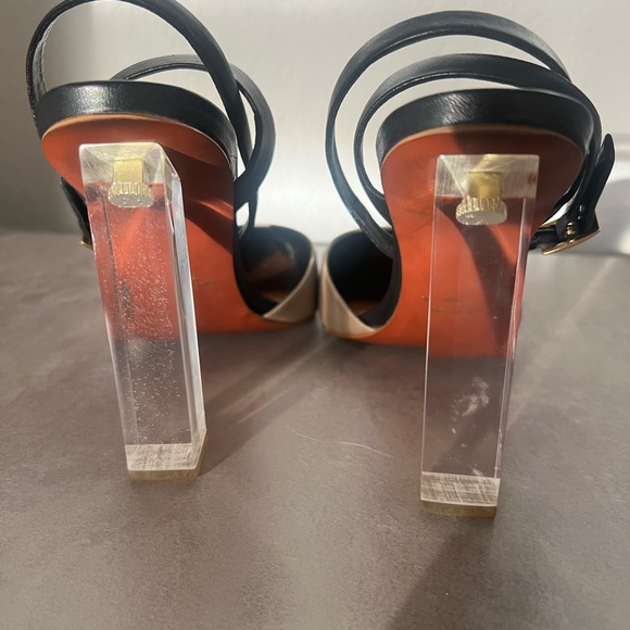 Mercanti Florentini tan, black sling back with clear heel - Picture 3 of 11